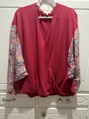 UMGEE Wrap Top with Paisley Sleeves-NWOT